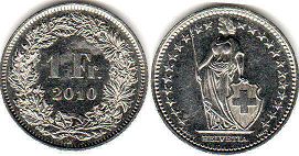 coin Switzerland 1 franc 2010