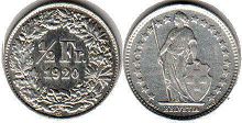 Münze Schweiz 1/2 Franken 1920