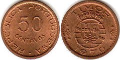coin Timor 50 centavos 1970