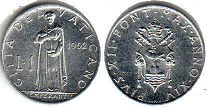 coin Vatican 1 lira 1952