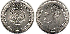 moneda Venezuela 1 bolivar 1989