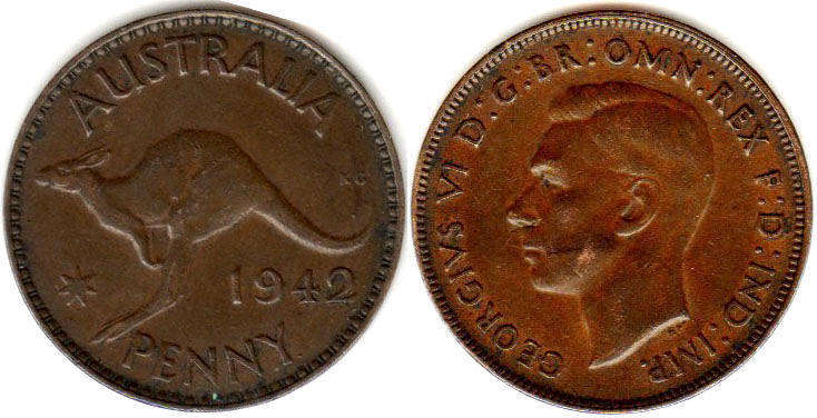 australian coin 1 penny 1942