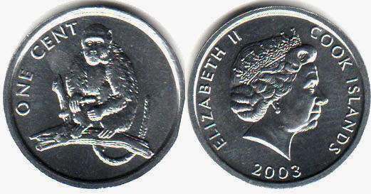 Cook Islands set of 6 coins 1-5 cents 2000-2003 UNC 