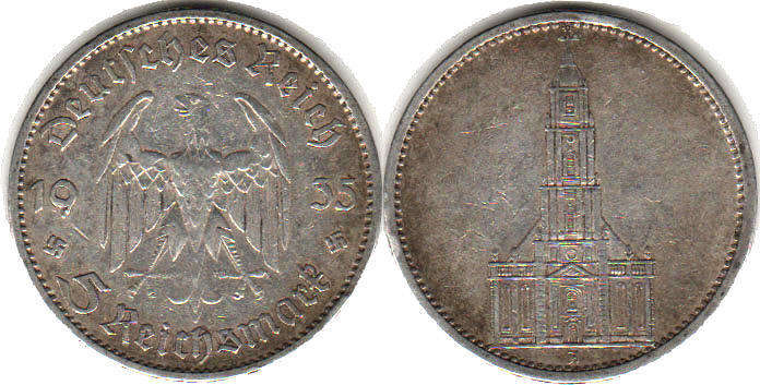 coin Nazi Germany 5 mark 1935