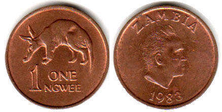 Zambia 1 Ngwee 1983 anteater 16mm Copper plated Steel Coins lot ALL UNC 100PCS 