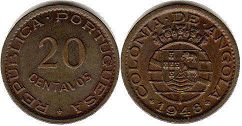coin Angola 20 centavos 1948