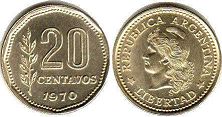 moneda Argentina 20 centavos 1970