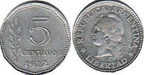 moneda Argentina 5 centavos 1972