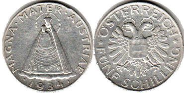coin Austria 5 schilling 1934