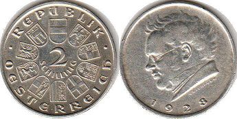 Münze Österreich 2 schilling 1928