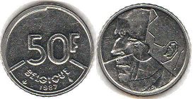 coin Belgium 50 francs 1987