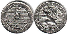 coin Belgium 5 centimes 1894