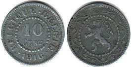 coin Belgium 10 centimes 1916