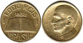 coin Brazil 1000 reis 1938