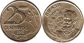 moeda brasil 25 centavos 2002