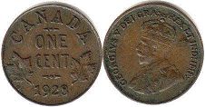 piece canadian old monnaie 1 cent 1928