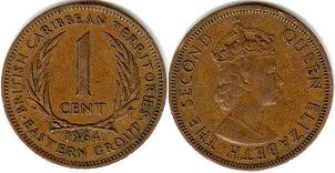 coin British Caribbean Territories 1 cent 1964