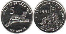 coin Eritrea 5 cents 1997
