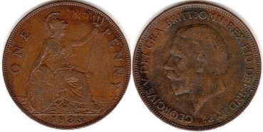 coin UK old 1 penny 1935