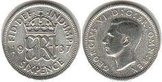 Münze Großbritannien 6 pence 1937