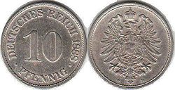 coin German Empire 10 pfennig 1888