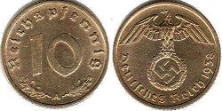 coin Nazi Germany 10 pfennig 1938