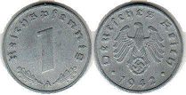 coin Nazi Germany 1 pfennig 1942 WW2