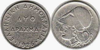 coin Greece 2 drachma 1926