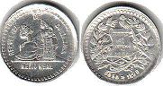 moneda antigua Guatemala 1/2 real 1890