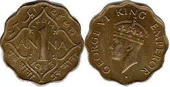coin India 1 anna 1943