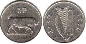 coin Ireland 5 pence 1970
