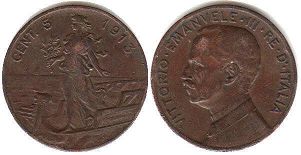 kovanice Italija 5 centesimi 1913