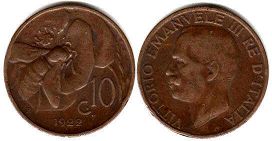 coin Italy 10 centesimi 1922