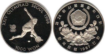 동전 한국 1000 원의 1987