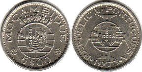 coin Mozambique 5 escudos 1973