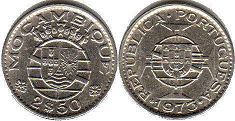 coin Mozambique 2 1/2 escudos 1973