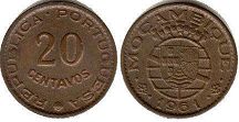 coin Mozambique 20 centavos 1961