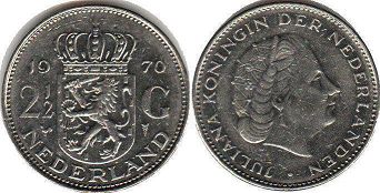 monnaie Pays-Bas 2.5 gulden 1970