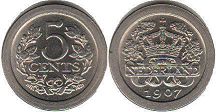 monnaie Pays-Bas 5 cents 1907