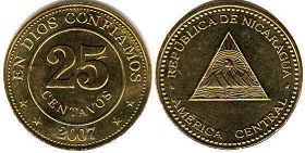 moneda Nicaragua 25 centavos 2007