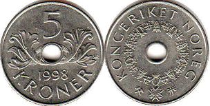 mynt Norge 5 kroner 1998