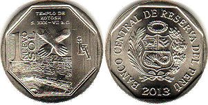 moneda Peru 1 nuevo sol 2013 Templo de Kotosa