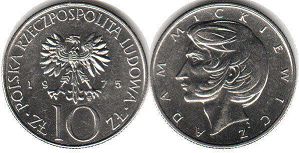 moneta Polska 10 zlotych 1975