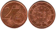 moneta Portugalia 2 euro cent 2009
