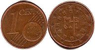 pièce Portugal 1 euro cent 2000