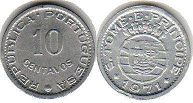 coin Saint Thomas and Prince 10 centavos 1971