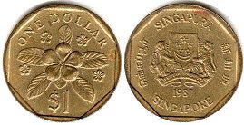 coin singapore1 dollar 1987