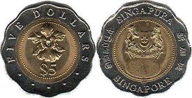 coin Singapore 5 dollars 2004