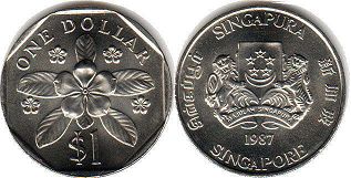 coin singapore1 dollar 1987