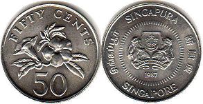 coin Singapore 50 cents 1987